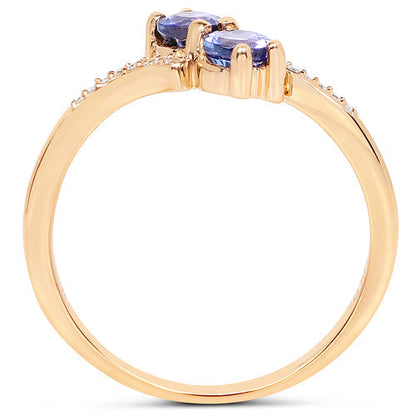 0.51 Carat Genuine Tanzanite and White Diamond 14K Yellow Gold Ring Bids.com