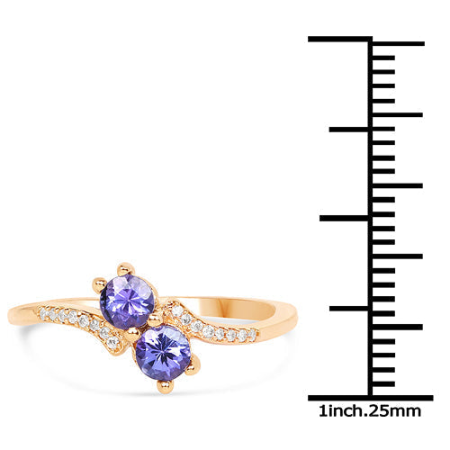 0.51 Carat Genuine Tanzanite and White Diamond 14K Yellow Gold Ring Bids.com