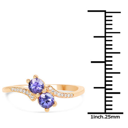 0.51 Carat Genuine Tanzanite and White Diamond 14K Yellow Gold Ring Bids.com