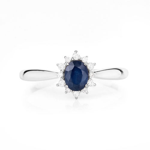 0.44 Carat Genuine Blue Sapphire and White Diamond 14K White Gold Ring Bids.com