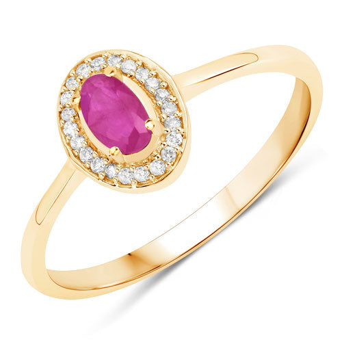 0.33 Carat Genuine Ruby and White Diamond 14K Yellow Gold Ring Bids.com