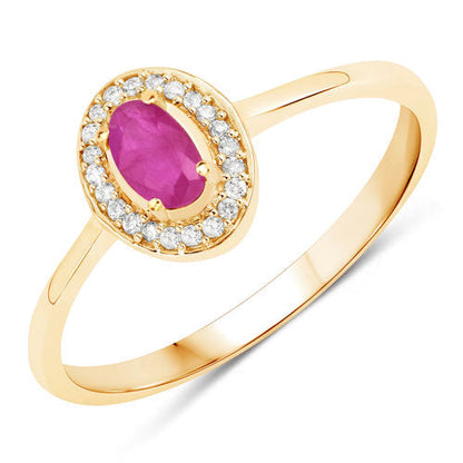 0.33 Carat Genuine Ruby and White Diamond 14K Yellow Gold Ring Bids.com