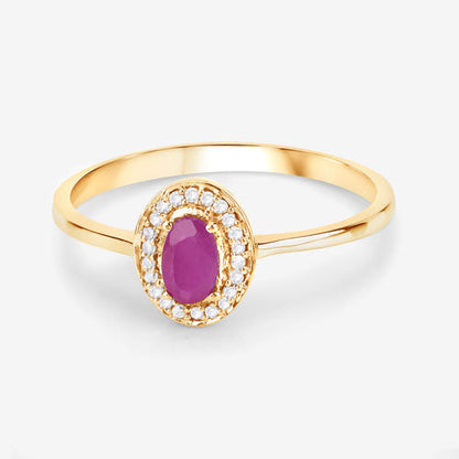 0.33 Carat Genuine Ruby and White Diamond 14K Yellow Gold Ring Bids.com