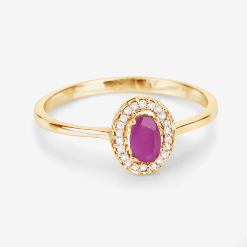 0.33 Carat Genuine Ruby and White Diamond 14K Yellow Gold Ring Bids.com
