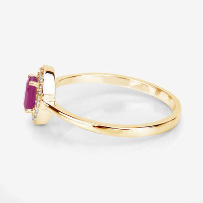 0.33 Carat Genuine Ruby and White Diamond 14K Yellow Gold Ring Bids.com