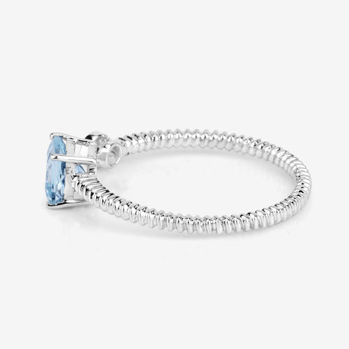 0.52 Carat Genuine Aquamarine and White Diamond 14K White Gold Ring Bids.com