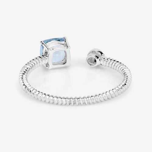 0.52 Carat Genuine Aquamarine and White Diamond 14K White Gold Ring Bids.com