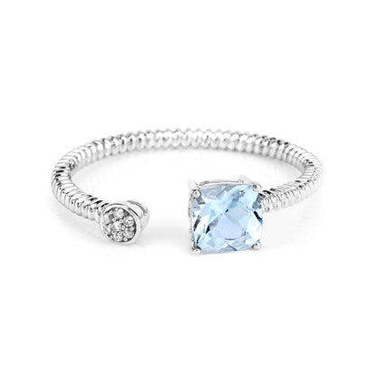 0.52 Carat Genuine Aquamarine and White Diamond 14K White Gold Ring Bids.com