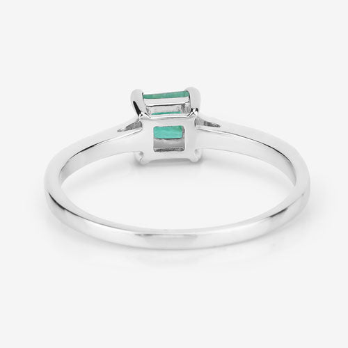 0.67 Carat Genuine Zambian Emerald and White Diamond 14K White Gold Ring Bids.com
