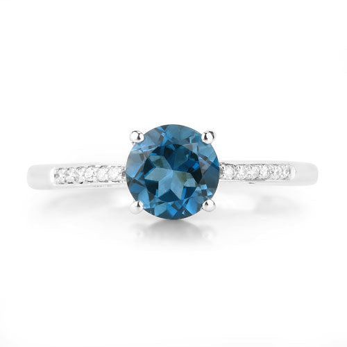 1.05 Carat Genuine London Blue Topaz and White Diamond 14K White Gold Ring Bids.com