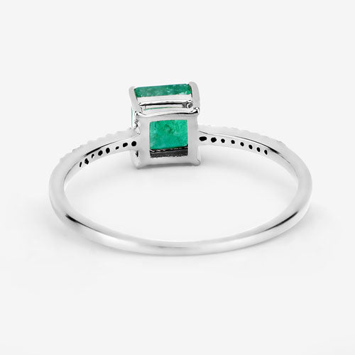 0.64 Carat Genuine Zambian Emerald and White Diamond 14K White Gold Ring Bids.com
