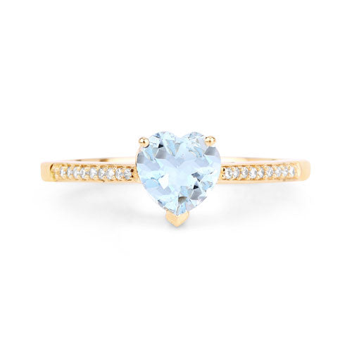 0.65 Carat Genuine Aquamarine and White Diamond 14K Yellow Gold Ring Bids.com