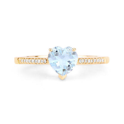 0.65 Carat Genuine Aquamarine and White Diamond 14K Yellow Gold Ring Bids.com