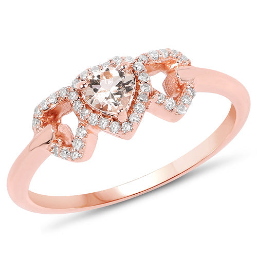 0.37 Carat Genuine Morganite and White Diamond 14K Rose Gold Ring Bids.com