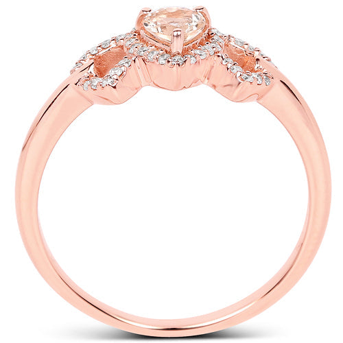 0.37 Carat Genuine Morganite and White Diamond 14K Rose Gold Ring Bids.com
