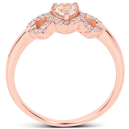 0.37 Carat Genuine Morganite and White Diamond 14K Rose Gold Ring Bids.com