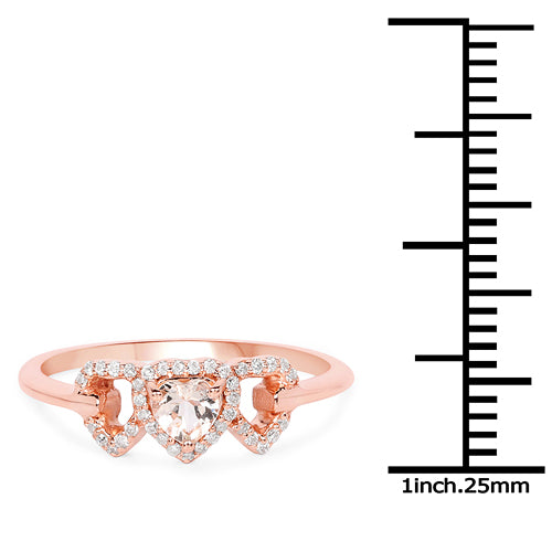 0.37 Carat Genuine Morganite and White Diamond 14K Rose Gold Ring Bids.com