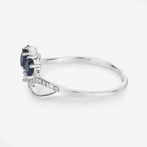 0.65 Carat Genuine Blue Sapphire and White Diamond 14K White Gold Ring Bids.com