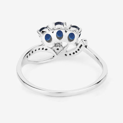 0.65 Carat Genuine Blue Sapphire and White Diamond 14K White Gold Ring Bids.com