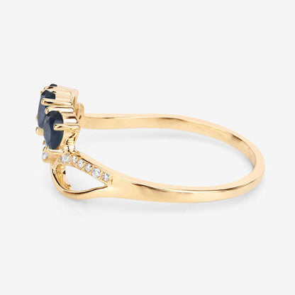 0.65 Carat Genuine Blue Sapphire and White Diamond 14K Yellow Gold Ring Bids.com