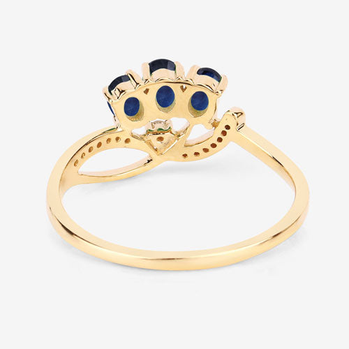 0.65 Carat Genuine Blue Sapphire and White Diamond 14K Yellow Gold Ring Bids.com