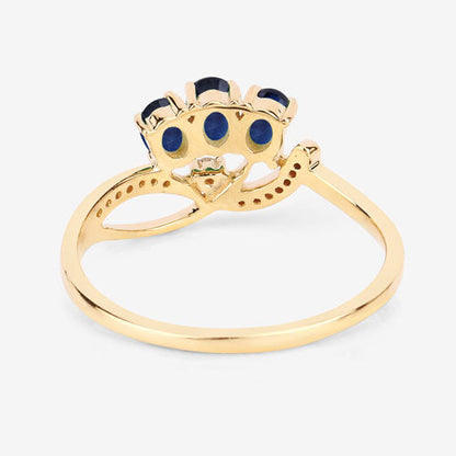 0.65 Carat Genuine Blue Sapphire and White Diamond 14K Yellow Gold Ring Bids.com