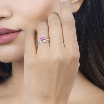 0.71 Carat Genuine Ruby and White Diamond 14K White Gold Ring Bids.com