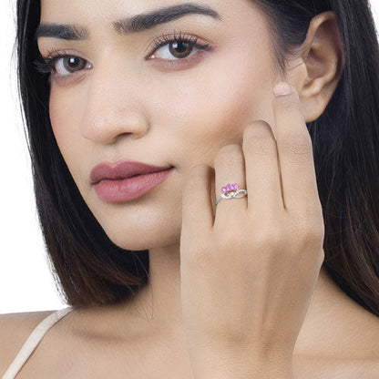 0.71 Carat Genuine Ruby and White Diamond 14K White Gold Ring Bids.com