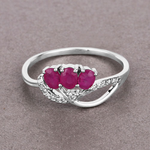 0.71 Carat Genuine Ruby and White Diamond 14K White Gold Ring Bids.com