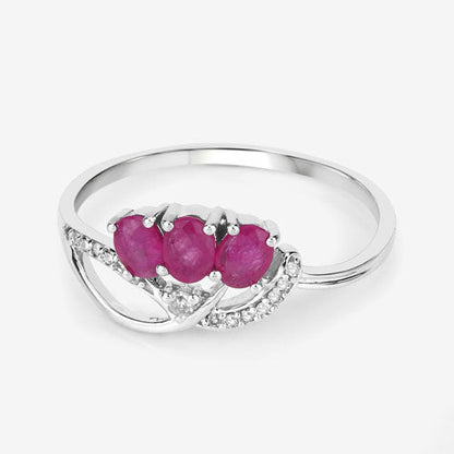 0.71 Carat Genuine Ruby and White Diamond 14K White Gold Ring Bids.com