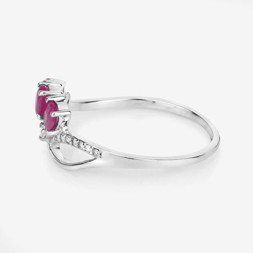 0.71 Carat Genuine Ruby and White Diamond 14K White Gold Ring Bids.com