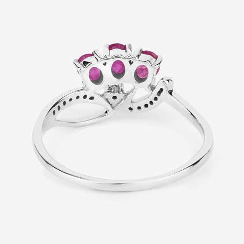 0.71 Carat Genuine Ruby and White Diamond 14K White Gold Ring Bids.com