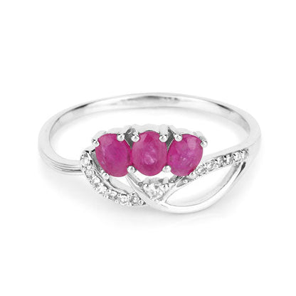 0.71 Carat Genuine Ruby and White Diamond 14K White Gold Ring Bids.com