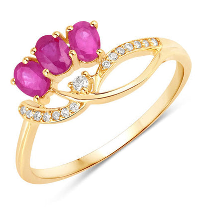 0.71 Carat Genuine Ruby and White Diamond 14K Yellow Gold Ring Bids.com