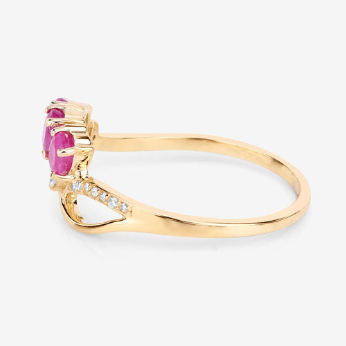 0.71 Carat Genuine Ruby and White Diamond 14K Yellow Gold Ring Bids.com