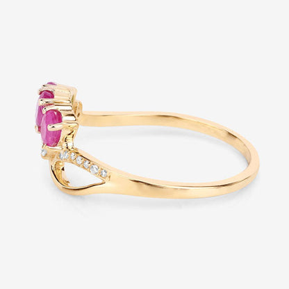 0.71 Carat Genuine Ruby and White Diamond 14K Yellow Gold Ring Bids.com