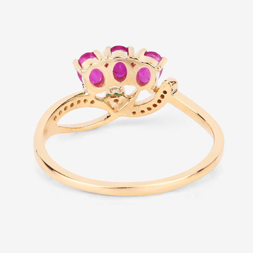 0.71 Carat Genuine Ruby and White Diamond 14K Yellow Gold Ring Bids.com