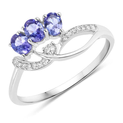 0.56 Carat Genuine Tanzanite and White Diamond 14K White Gold Ring Bids.com