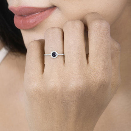 0.38 Carat Genuine Blue Sapphire and White Diamond 14K White Gold Ring Bids.com