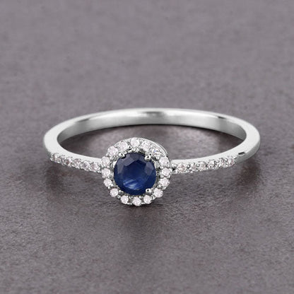 0.38 Carat Genuine Blue Sapphire and White Diamond 14K White Gold Ring Bids.com