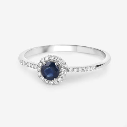 0.38 Carat Genuine Blue Sapphire and White Diamond 14K White Gold Ring Bids.com