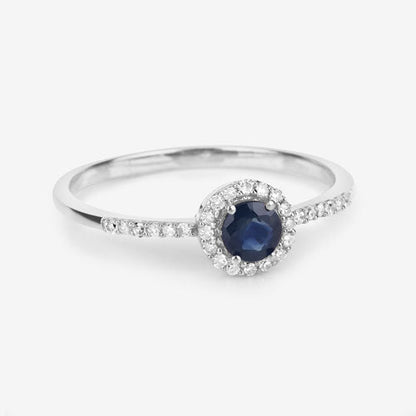 0.38 Carat Genuine Blue Sapphire and White Diamond 14K White Gold Ring Bids.com