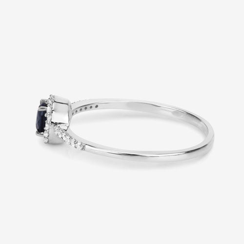 0.38 Carat Genuine Blue Sapphire and White Diamond 14K White Gold Ring Bids.com