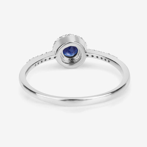 0.38 Carat Genuine Blue Sapphire and White Diamond 14K White Gold Ring Bids.com