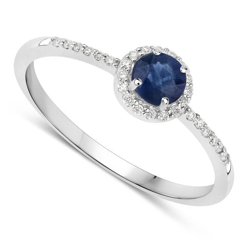 0.38 Carat Genuine Blue Sapphire and White Diamond 14K White Gold Ring Bids.com