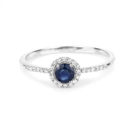 0.38 Carat Genuine Blue Sapphire and White Diamond 14K White Gold Ring Bids.com