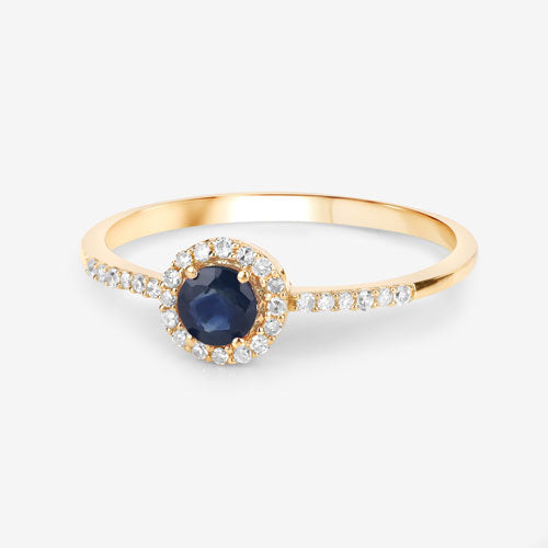 0.38 Carat Genuine Blue Sapphire and White Diamond 14K Yellow Gold Ring Bids.com
