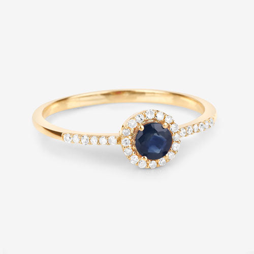 0.38 Carat Genuine Blue Sapphire and White Diamond 14K Yellow Gold Ring Bids.com
