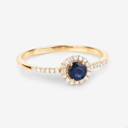 0.38 Carat Genuine Blue Sapphire and White Diamond 14K Yellow Gold Ring Bids.com