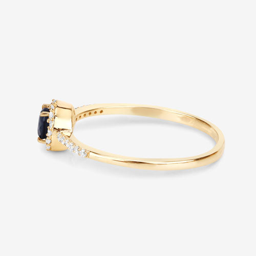 0.38 Carat Genuine Blue Sapphire and White Diamond 14K Yellow Gold Ring Bids.com